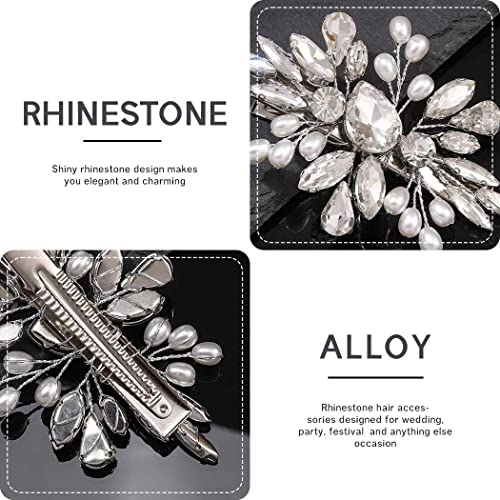 Jonky Wedding Crystal Hair Clips Silver Bridal Hair Clip Sparkly Rhinestone Barrettes Bride Pearl Hair Accessories For Women And Girls #TOP4