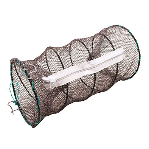 CLAIRLA Portable Collapsible Fishing Trap Net Fish Shrimp Minnow Crayfish Crab Baits Cast Mesh Nets Traps Automatic, Easy Use Folded Mesh Cage Crab Fish Minnow Crawdad Shrimp (Large)
