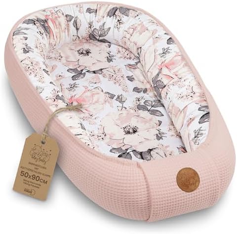 Totsy Baby Nido Bebe Recien Nacido 50x90cm - Reductor Cuna Capullo de colecho ninho para Dormir Gofre de algodón Cuco Ideal para Gondola moisés y Viaje Rosa Silvestre
