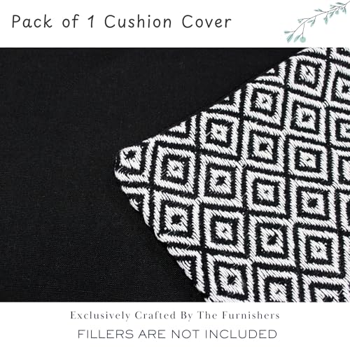 Image of Reversible 20x20 Black Cotton Argyle Woven Pack of 1 Fashion Throw Pillow Covers Cases for Couch Sofa Home Decoration | 50 x 50 cm
