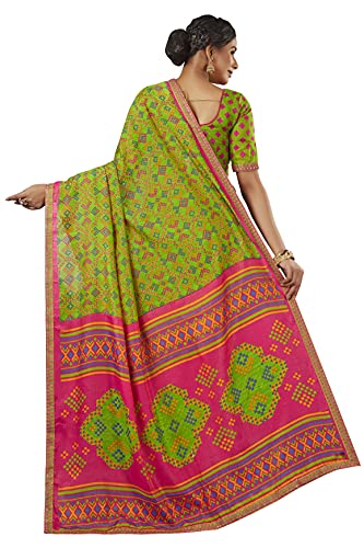 Image of Glory Sarees Women's Brasso Saree with Blouse Piece (Brasso Bandhani101Parent)