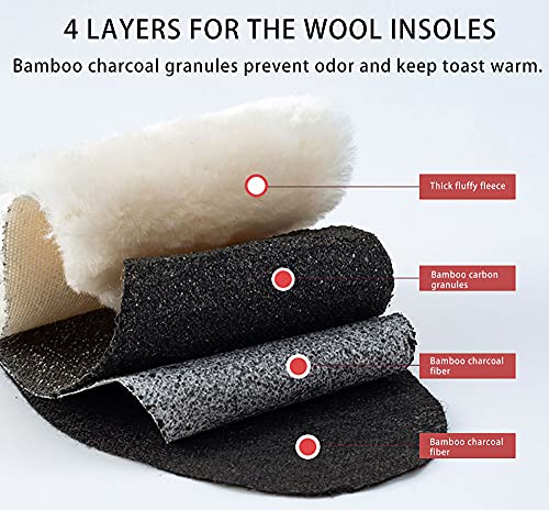 4 Pack Thick Synthetic Wool Insoles for Men Boots Winter Warm Shoe Insoles for Women Sneakers Slippers Bamboo Carbon Liners Faux Shearling Inserts for Shoes, Womens 10/ Mens 9 M US4