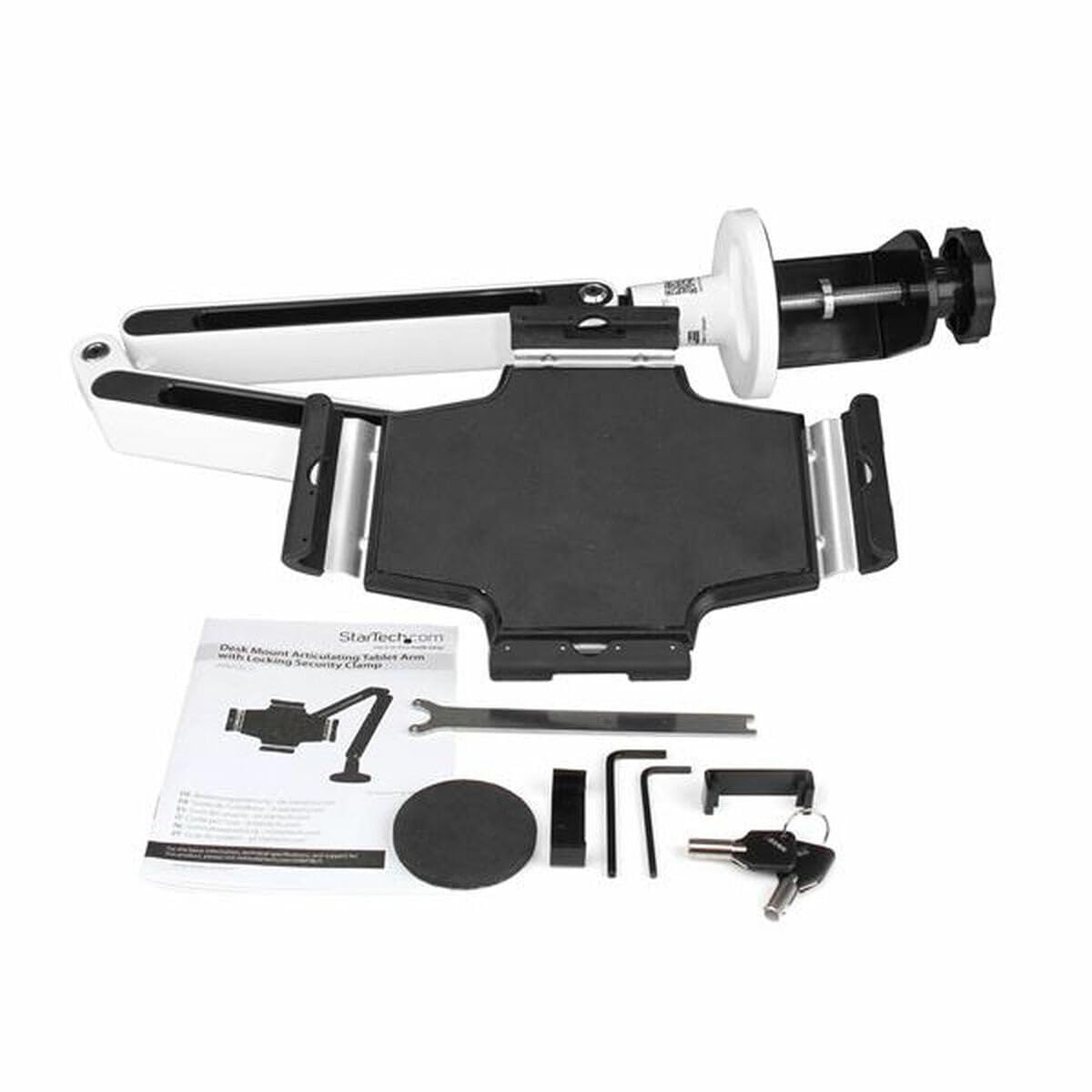 StarTech Brazo de Escritorio para Tablet Articulado 9-11in (ARMTBLTIW) | Bloqueable con Seguro, Montaje con Abrazadera de Sujeción