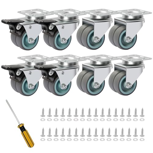 BAOLIHUI 50 mm Roulettes pour Meubles Lot de 8 Roulettes Pivotantes 100 kg par Roue TPR Roulette pour Charges Lourdes Roues de Chariot de Caoutchouc (4 avec Frein et 4 sans)