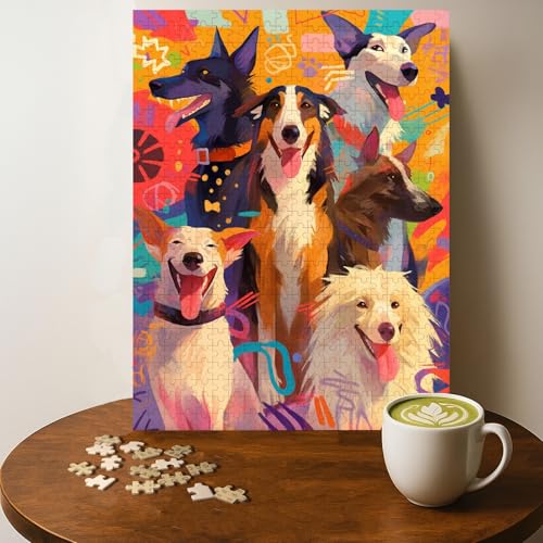 Casse-tête chien coloré 500 morceaux bois adulte 20x15 po