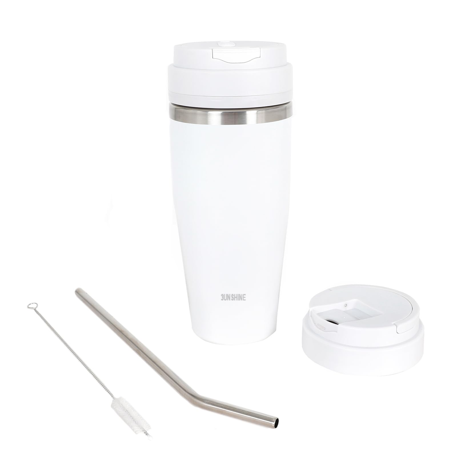 Ice Shave - Vaso aislado al vacío 2 en 1 de acero inoxidable y licuadora portátil inalámbrica, 28 onzas, resistente a fugas, frío 24 horas/helado 2 días, perfecto para batidos, jugos, uso en el hogar