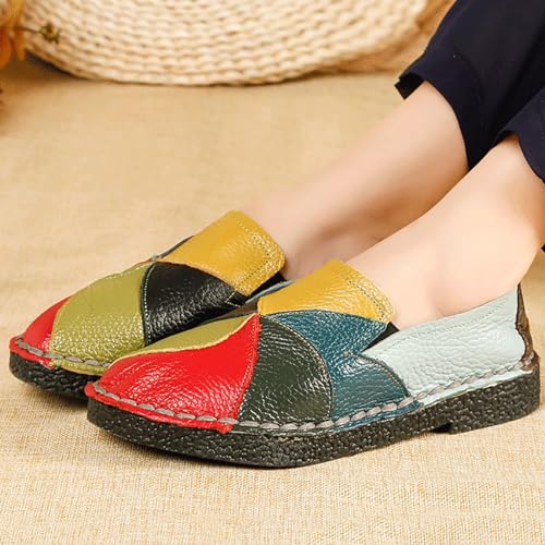 Image of Trsorini Women Leather Loafers Slip-on Casual Flat Shoes