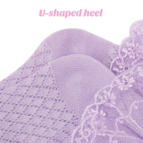 Meeshine 5 Pack Toddler Girls Ruffle Lace Trim Socks Eyelet Mesh Frilly Ankle Socks Princess Dress Soft Cotton Kids3