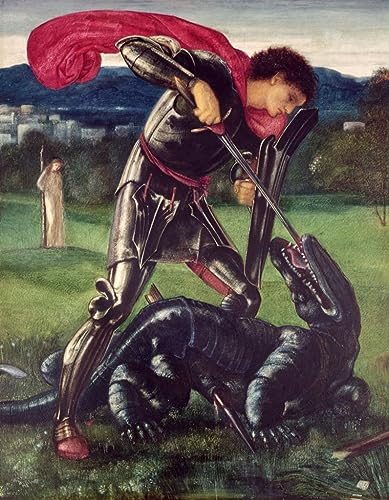 Toile St George et le Dragon par Edward Burne Jones, une décoration murale moderne de 60x90cm