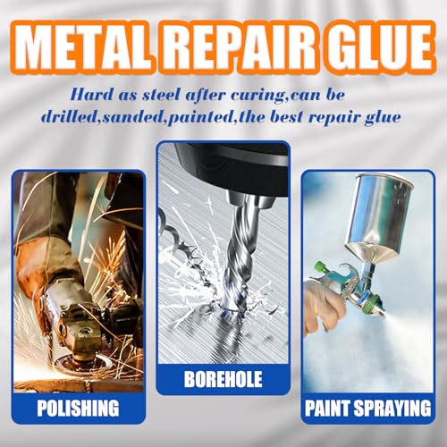 FusionFirm Metallreparaturkleber, 80g Flüssigmetall Hitzebeständig, Zweikomponentenkleber Metall auf Metall, Kunststoffe, Edelstahl, DIY-Kunsthandwerk, Aluminiumlegierung, Metallrohr (80g)