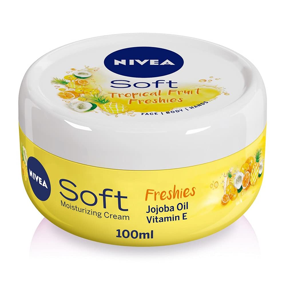 NIVEA Moisturising Cream, Soft Freshies Refreshing Tropical Fruit, Jar 100ml