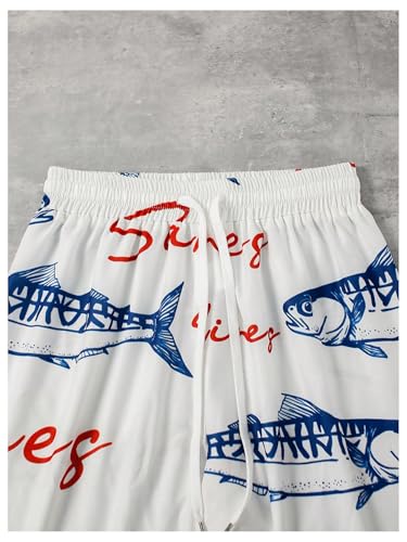 WDIRARA Women's Fish Graphic Drawstring Waist Wide Leg Pants Vacation Beach Pants3