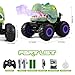 DYODYORC Remote Control Car, 2.4Ghz All Terrain Dinosaur Monster Truck Toys, RC Truck with Spay, Music, 3 Lighting Effects, Stunt Capable, Toy Gifts for Boys and Girls (Green Purple)