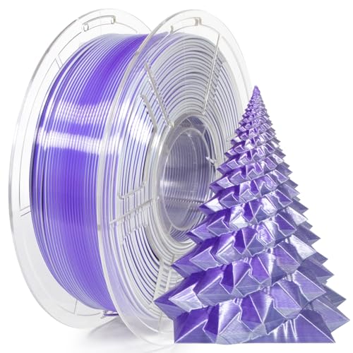 Image of iSANMATE PLA Filament 1.75mm Dual Color Filament, Shiny Silk PLA 3D Printer Filament, Coextruded Filament 3D Printing Filament Magic PLA, 1 kg /Spool (Purple and Silver)