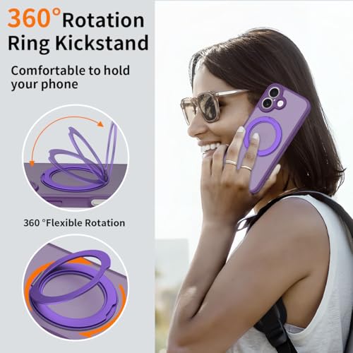 Image of Magnetic Case for iPhone 17 with Magnetic Ring Stand, [Compatible with Magsafe] [Military Grade Drop Protection] Shockproof Phone Cover for iPhone 17 Full Camera Protection 6.3 inch Purple