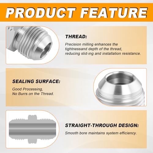 Image of Hydraulic Hose Adapter | 1 /2 inch JIC Male - 1 /2 inch JIC Male, JIC 37 Flare Straight Union Fitting, Carbon Steel - 15 Pack
