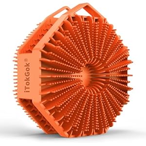 iTokGok® Premium 2-in-1 Silver-Infused Silicone Body Scrubber, Double-Sided Design Body Brush Silicone Body Scrubber Exfoliating Body Brushes for All Skin for Showering, Lathers Well – Orange