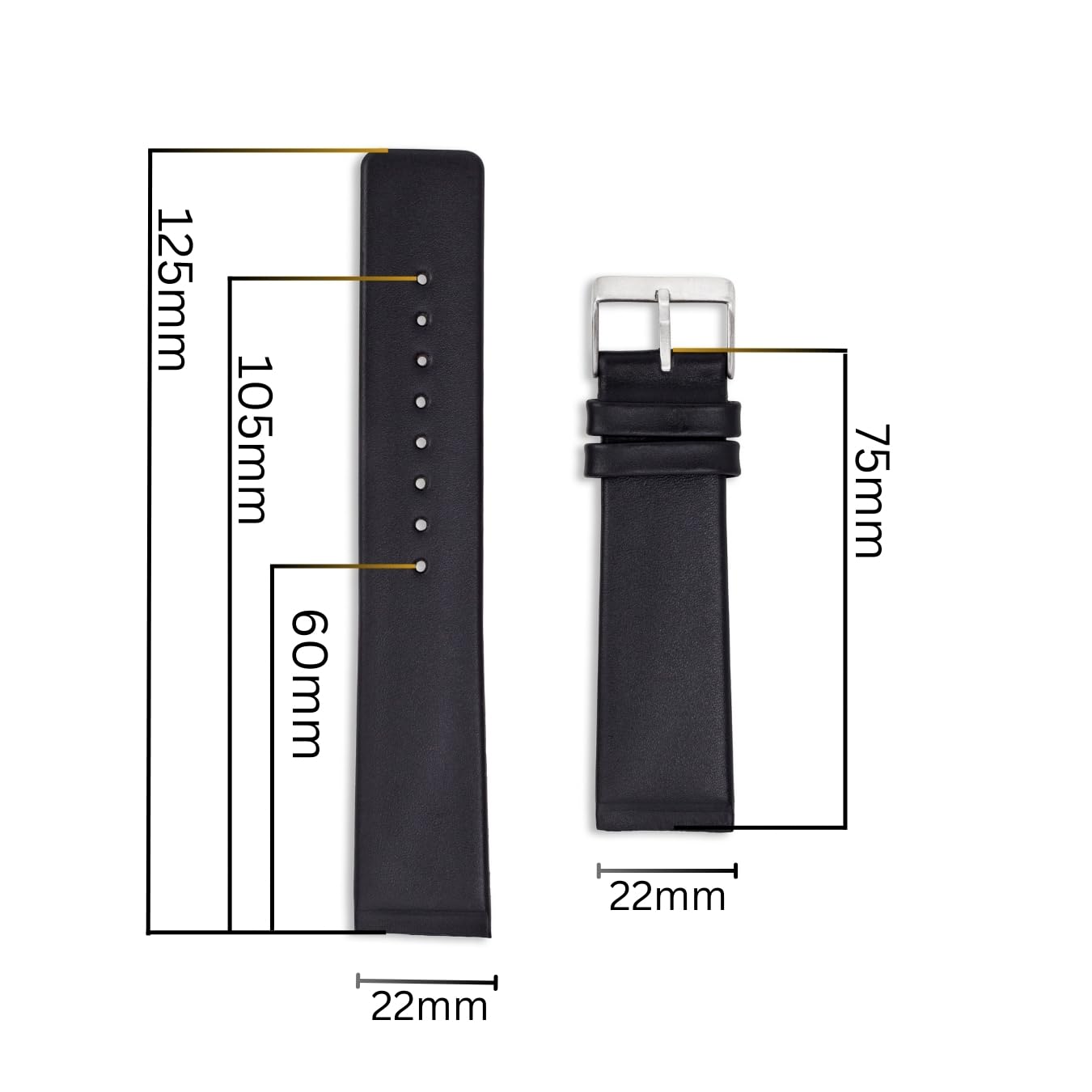 Buckle & Stitch Leather Watch Strap - Designed for 22mm Skagen Screw Style Watches - 4 Screws Included - Black and Brown - 233XXLSLB - Aftermarket Watch Band