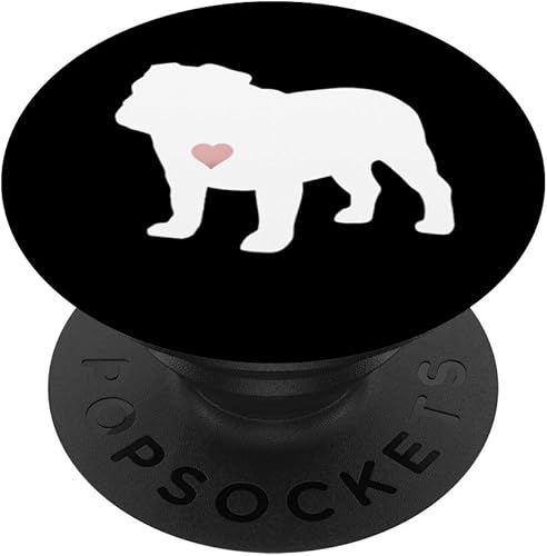 PopSockets Grip and Stand for Phones and Tablets - Gancho con forma de corazón, diseño con texto "I Love My Bull Dog Mom"
