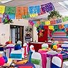 18 FT Cinco De Mayo Party Decorations, 1 Pack Fiesta Banner with 9 Plastic Papel Picado, Colorful Mexican Theme Party Flag Banner Dia De Los Muertos Day of the Dead Hanging Decor Home Party Supplies #3