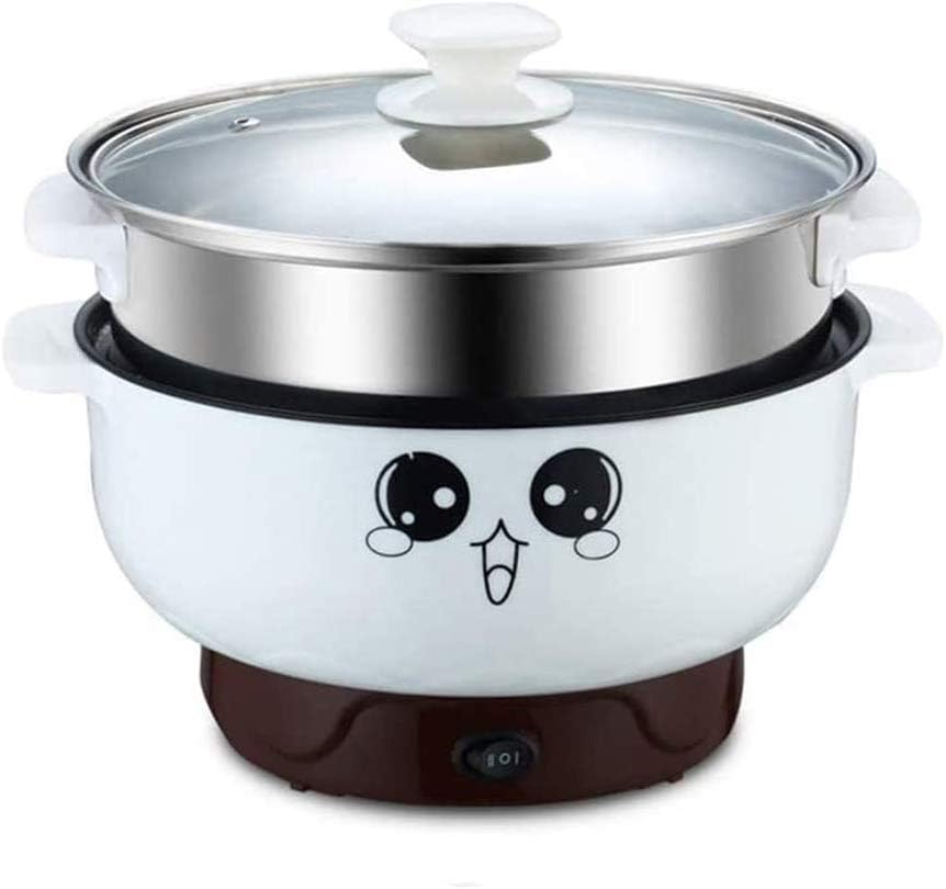 Electric Cooker Skillet,4-IN-1 Multi-function Non-Stick Mini Electric Skillet Mini Electric Hot Pot Cooker Boiler Skillet Pot Noodle Maker Mini Hot Pot (22CM/2.8L (Fits for 2 People), No Steamer)