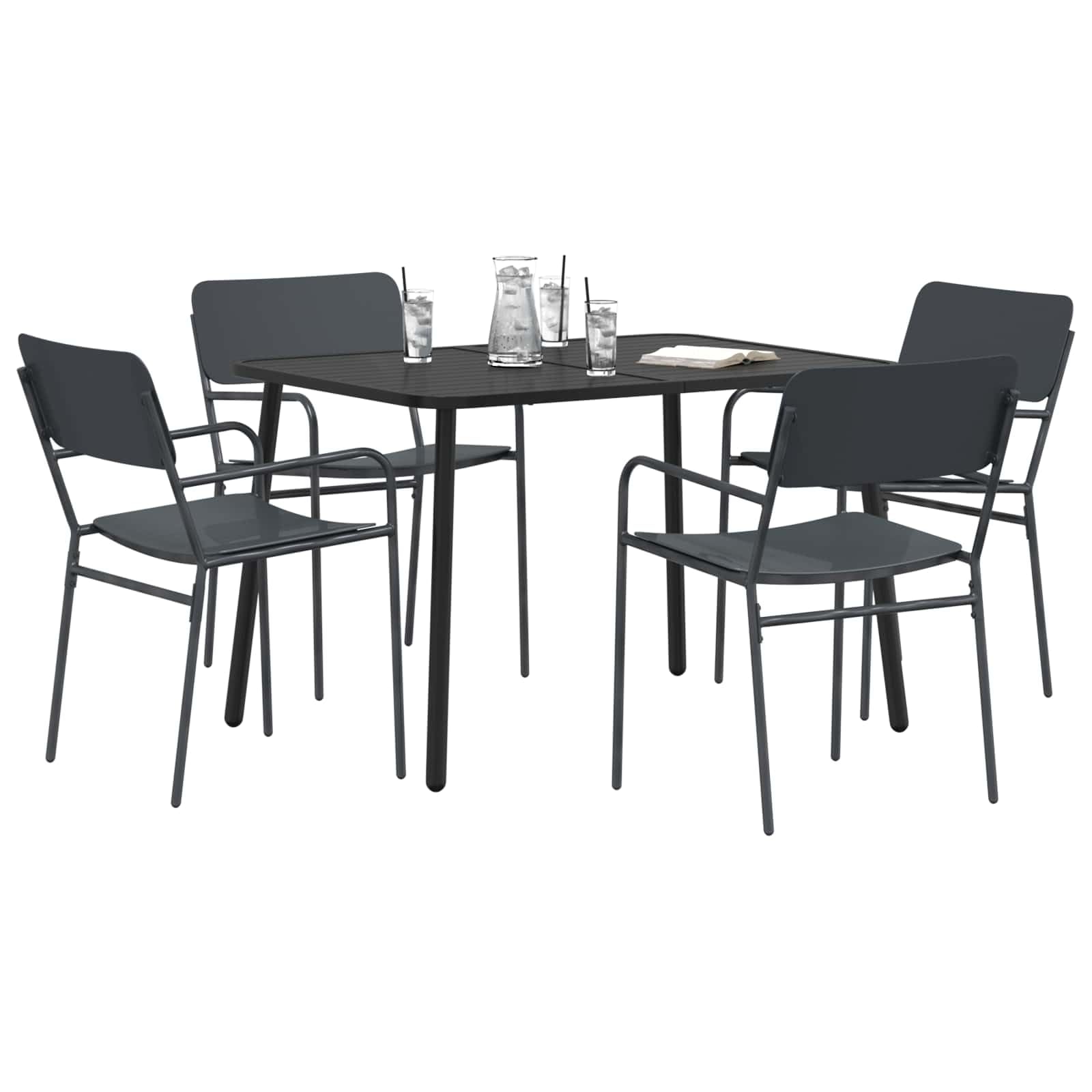 Genérico Conjunto de Comedor 5 uds. Antracita Acero,Mobiliario,Conjuntos de Muebles,110 x 80 x 72 cm-3422854