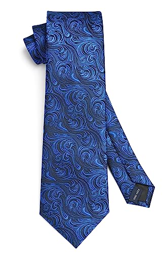 Image of HISDERN Ties for Men Paisley Floral Tie Handkerchief Classic Woven Business Formal Necktie and Pocket Square Set Wedding