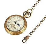 VIGOROSO-Mens-Vintage-Full-Copper-Hand-wind-Mechanical-Second24hours-Sub-dials-Pocket-Watch-in-box