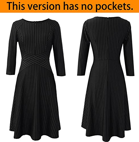 VFSHOW Womens Front Zipper Crisscross Waist Slim Wear to Work Business Office Fit and Flare A-Line Dress4