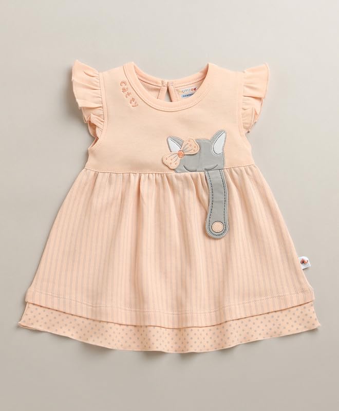 Image of BUMZEE Girls Regular Fit Cap Sleeves Round Neck Cotton Frock with Panty