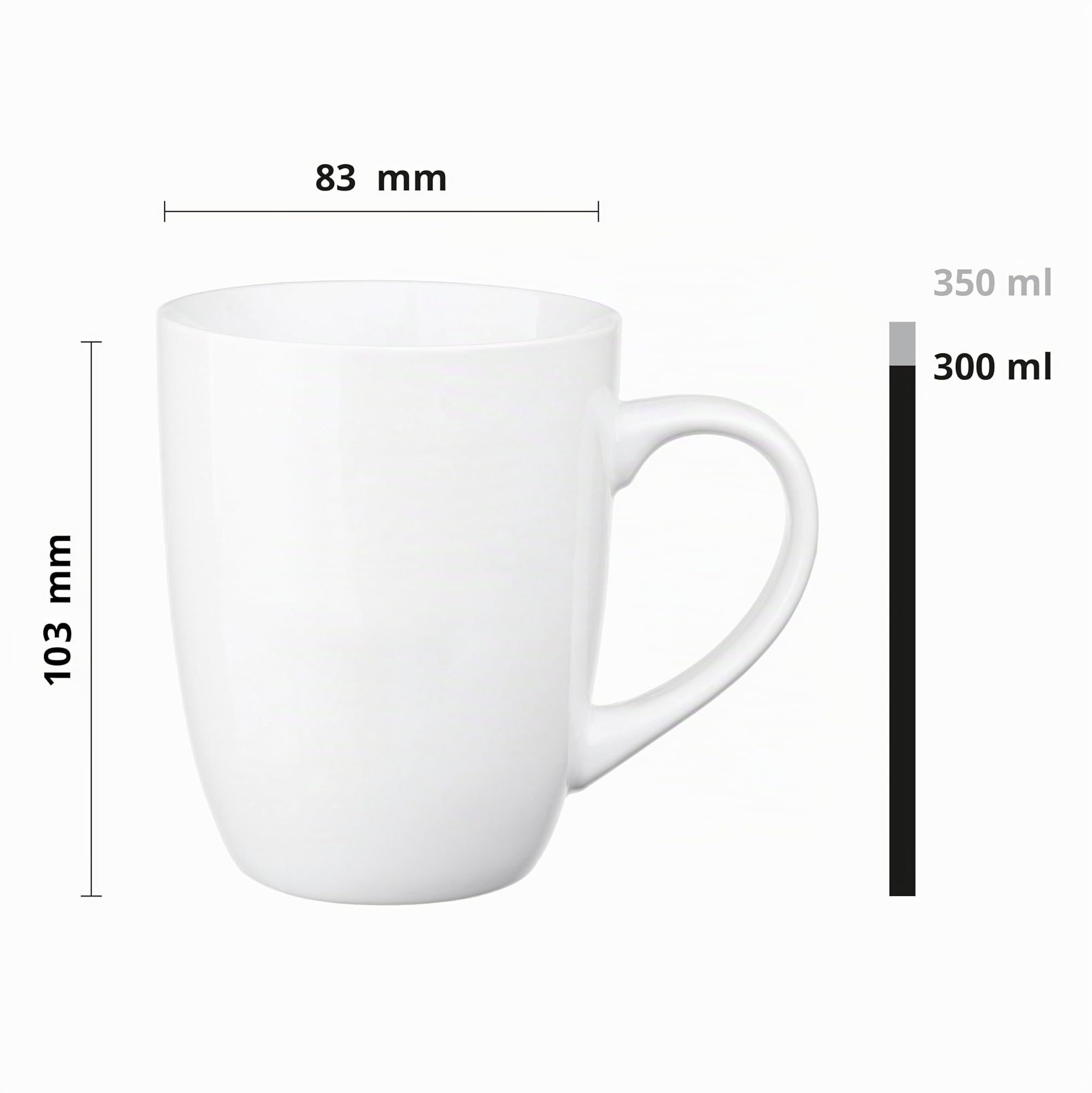 Glasmark Krosno Set di 6 tazze da caffè in ceramica 300 ml Bianco
