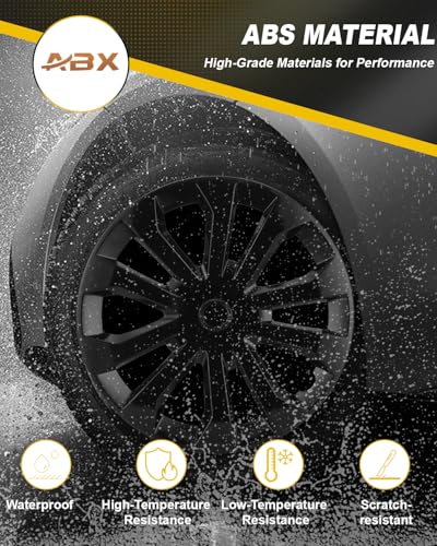 Image of ABX Hubcap Wheel Covers Hub Caps 16 Inch Set of 4 Black Universal Wheel Rim Cover R16 Stylish Car Decor Wheel Covers for Toyota Camry Nissan Mazda (black-10, 16 inch)