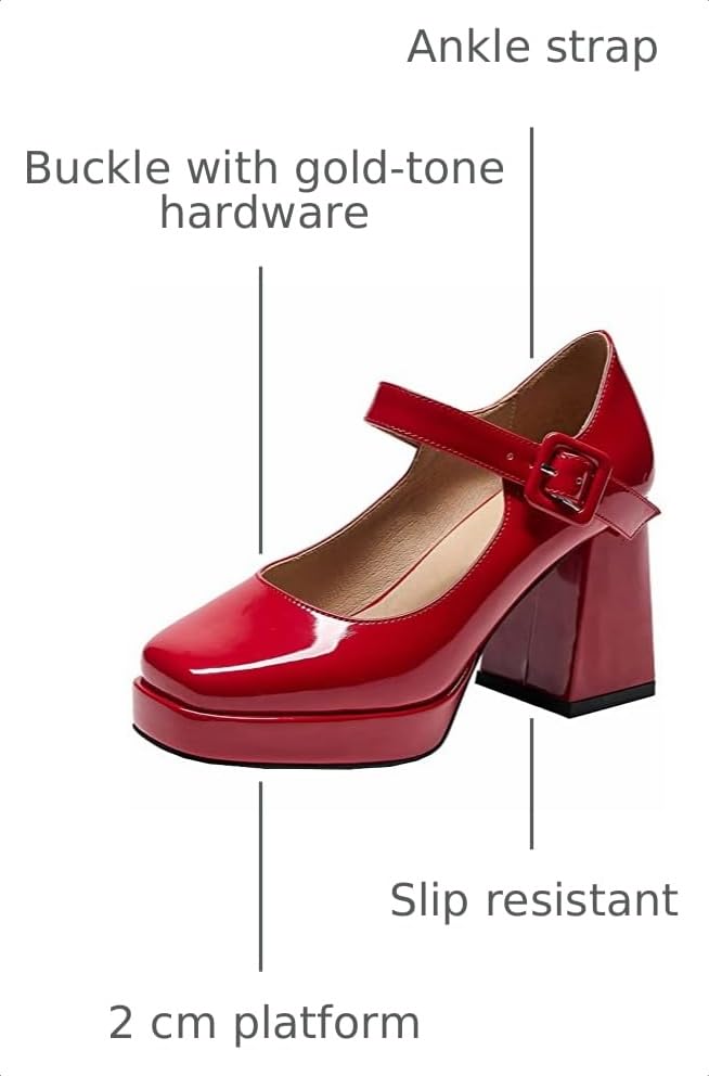 Image of Women's Mary Jane Platform Heels Chunky Block Heel Pumps