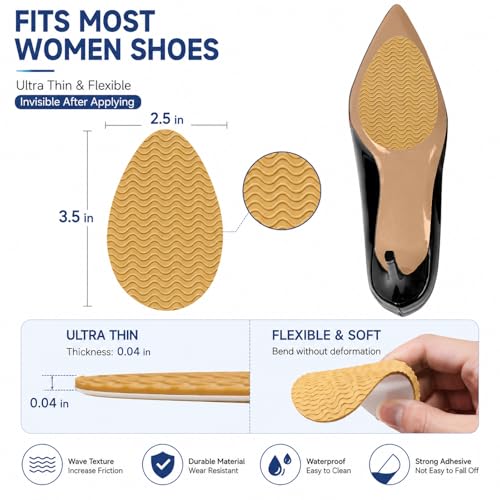 Image of Shoe Sole Bottom Protector, Self-Adhesive Grips, Non-Slip Pads, Sole Guard, Anti-Slip Grips for Bottom of Shoes(3.5'' by 2.5'', Yellow)