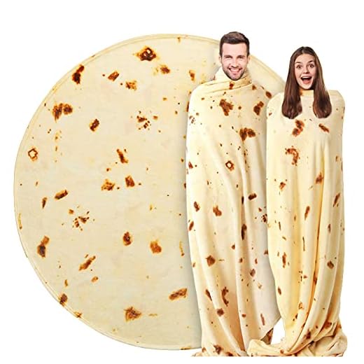 Burrito Tortilla Blanket Double Sided 71 inches for Adult and Kids, 280 GSM Cozy Flannel Fabric Taco Blanket, Novelty Giant Food Throw Blanket for Bed, Couch, Travel, Picnic and Beach
