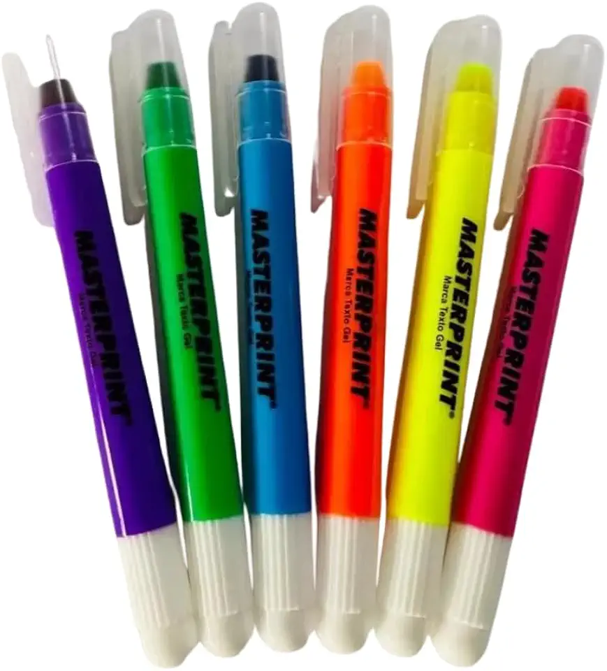 Masterprint Caneta Marca Texto Gel Tipo Giz de Cera com 6 Cores Sortidas - Arpepel