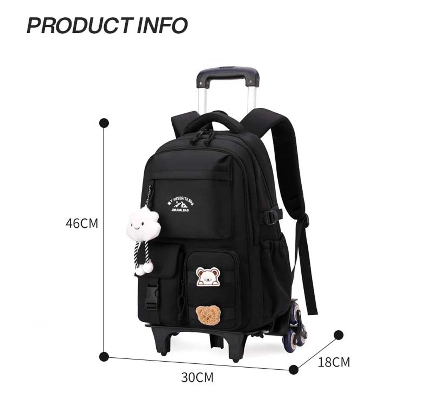 Sac à Dos à Roulettes pour Filles,Sac D'école pour Adolescents avec Chariot Amovible, Sacs d'école primaire Sac à dos à roulettes pour collégiens et lycéens