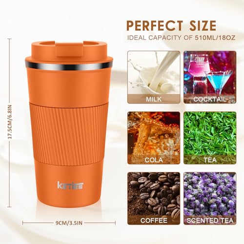 KETIEE Kaffeebecher to go,510ml Thermobecher Kaffee-to-go,Kaffeebecher Thermo,Doppelwandig Reisebecher Travel Mug… – Ansicht 7