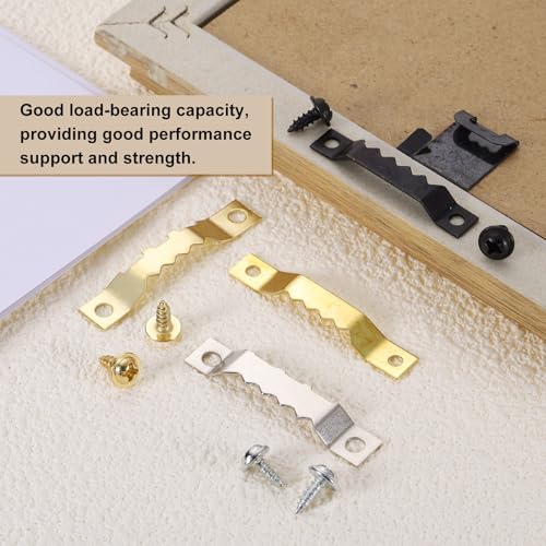 Image of uxcell 16Pcs Picture Hangers, Double-Eerration Frame Back Hanging Fasteners with Screws, Metal Photo Frame Hooks Fixing Hardware for Hanging Paintings Picture Photos Frame, Silver