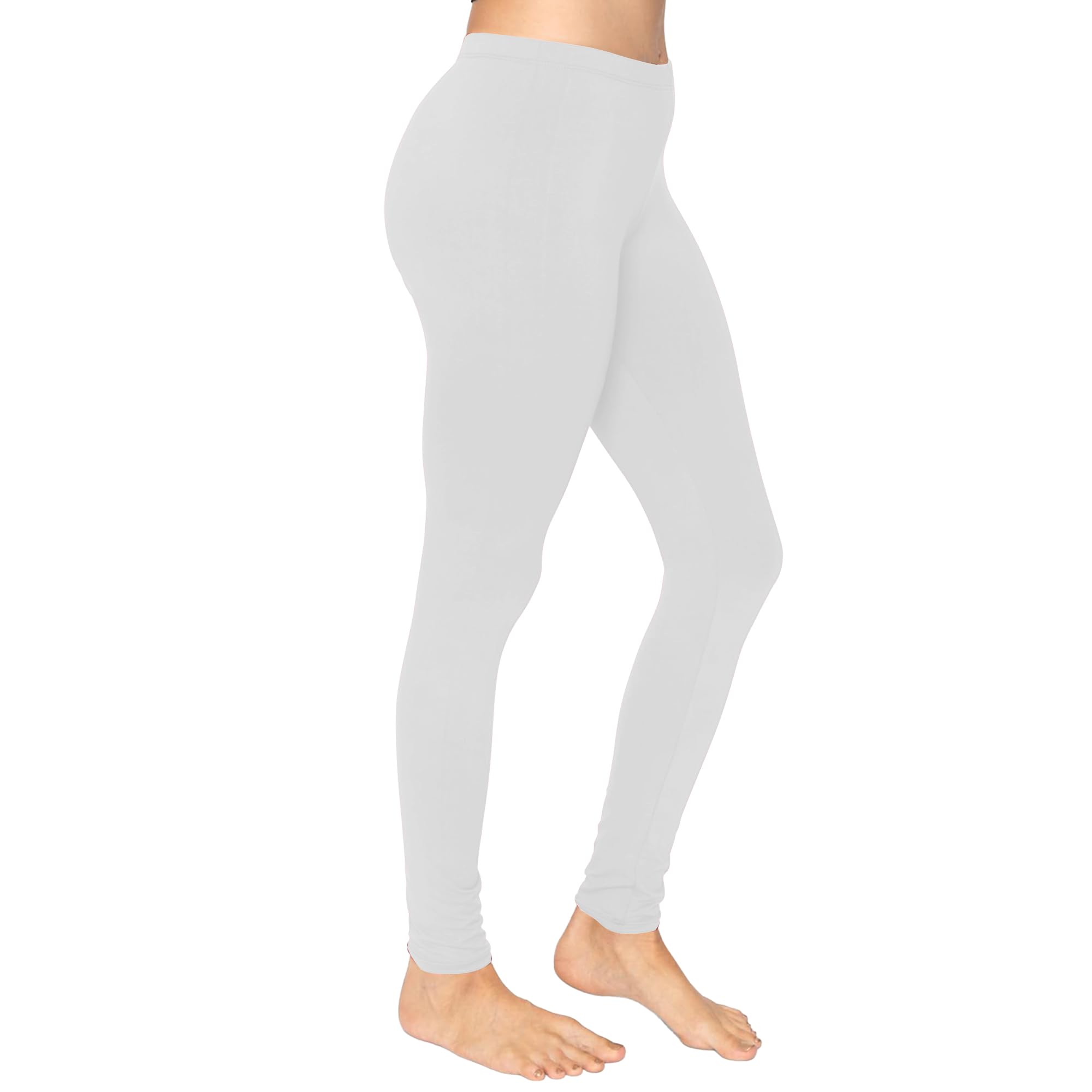 Crazy Chick Womens Cotton Full Length Leggings, Ladies Soft Stretchy Skinny Elastic Waist Workout Gym Yoga Pants Plus Size 8-30, (Grey-8)