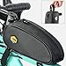 Huraoerrrr Waterproof Large Capacity Bike Frame Bag 9.3x3.6x3.4inch, Detachable Handlebar Saddle Bag for Outdoor Riding, Black