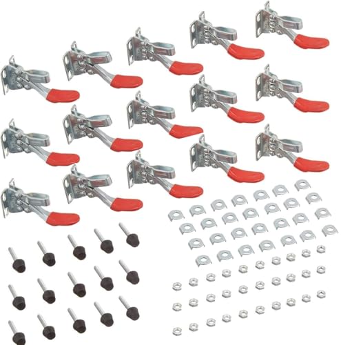 Kniehebelspanner 15 Stück 201 Schnellspanner-Set Knebelklemme Handwerkzeug 27 kg 59lbs Fassungsvermögen Rutscht Nicht Horizontal Knebelklemme für Maschinenbedienung Holzbearbeitung