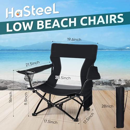 HaSteeL Beach Chair Silla de Playa Plegable, Paquete de 2, Color Negro miniatura 2