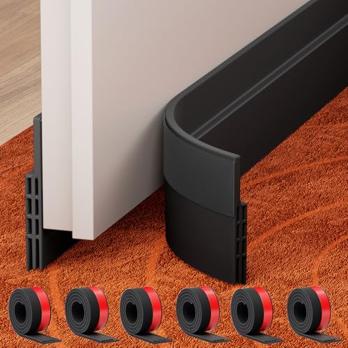 Image of GroTheory Under Door Draught Excluder Home Improvement Weather Stripping Door Seal Bottom Door Garage Window Blocker Noise and Dust Insulation Draught Excluder 39 inch L Black 6