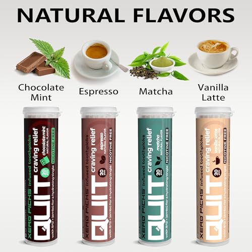 Image of Xero Picks Infused Flavored Toothpicks to Help Quit Smoking - Nicotine Free (Matcha, 3 Pack) Non-GMO Kosher Vegan