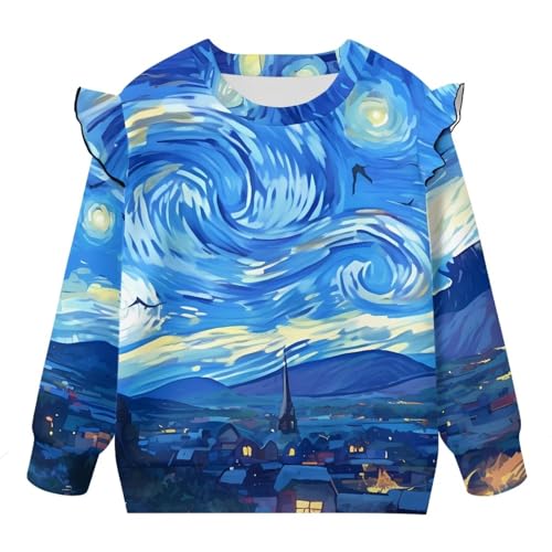 Toddler Girls Pullover Sweatshirt Kids Crewneck Cute Ruffle Long Sleeve Oversized Sweatshirt Fall Winter Casual Top4