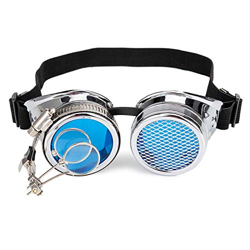 Hioffer steampunk Kaleidoscope Rave Rainbow Crystal Lenses Steampunk Goggles with Magnifier Hioffer steampunk Kaleidoscope Rave Rainbow Crystal Lenses Steampunk Goggles with Magnifier