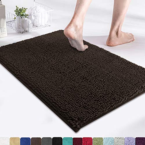 MAYSHINE Non-Slip Bathroom Rug Shag Shower Mat (17x24 Inches) Machine Washable Bath Mats
