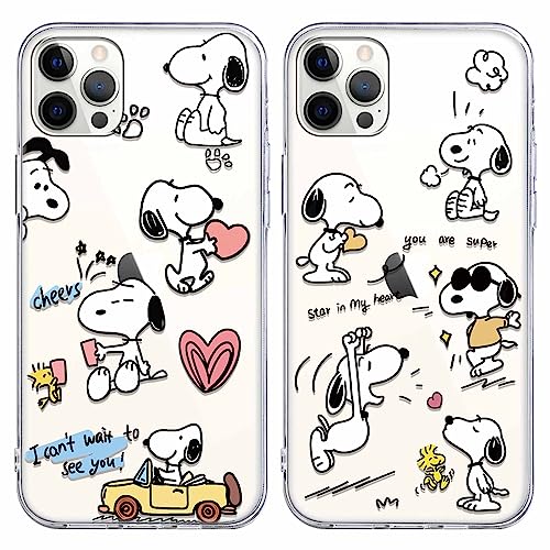 2 pezzi Cover per iPhone 13 Pro Max 6.7 Custodia Morbide Cute Cartone Animato Disegni Trasparente Opaco Bumper Ultra Sottile Antiurto Case per 13 Pro Max silicone tpu