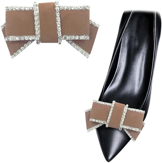 Amazon Co Jp 立体 リボン 靴飾り かわいい クリスタル シューズアクセサリー 取り外し可能 バレエシューズ 結婚式 入学式 アプリコット シューズ バッグ